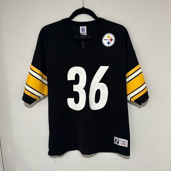 Vintage 90’s Logo 7 Men's Black Yellow Bettis #36 Steelers NFL Jersey Large - Picture 1 of 7